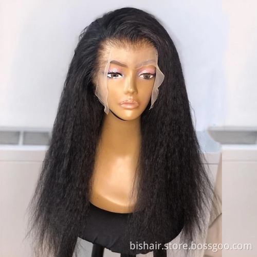 Black Women 13x4 Volume yaki straight Hair Wig 150 Density Lace Former Human Hair Wig Pre-pull Straight Hair Wig Remy Wholesaler